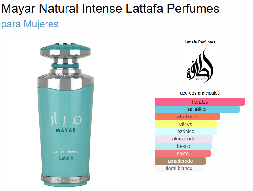 Mayar Natural Intense 100 ml Edp Mujer - Imagen 2